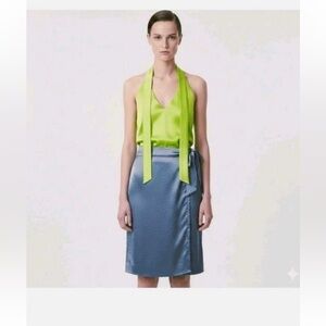 NWT Wildfang The Empower Satin Wrap Skirt
